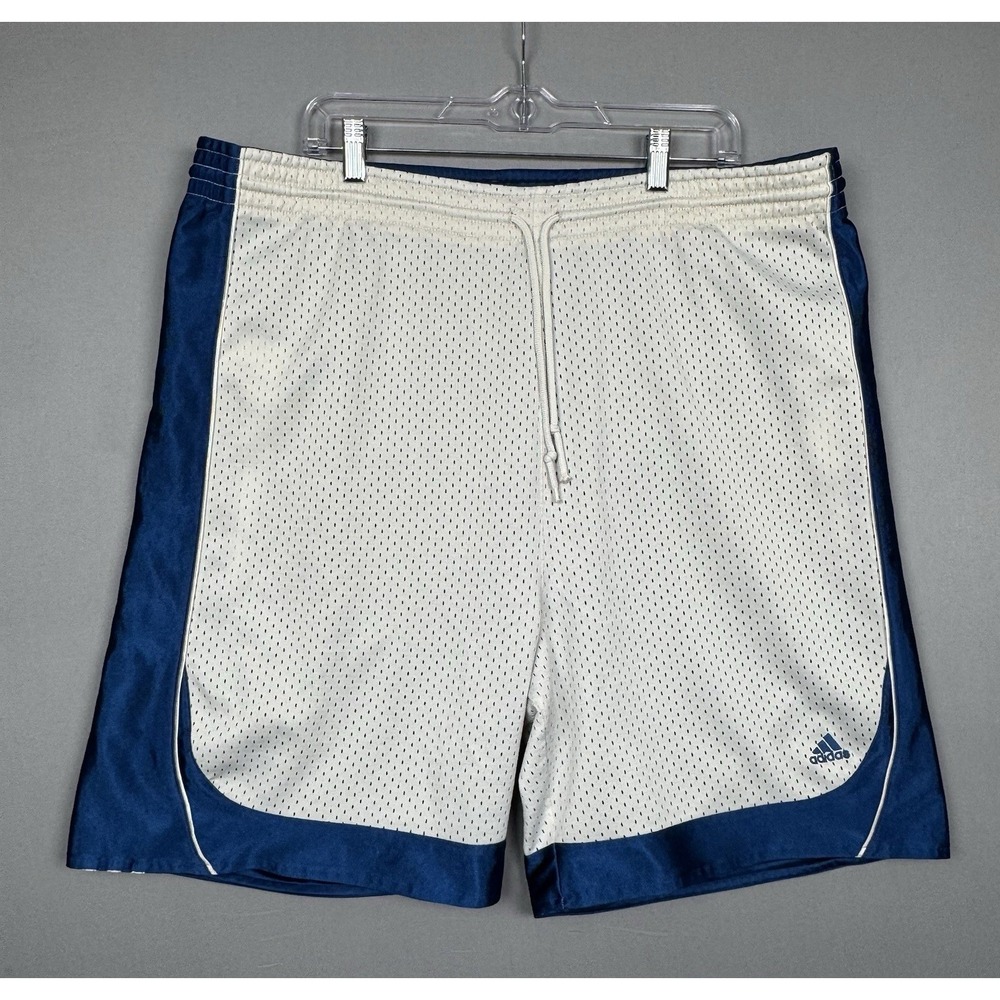 Vintage Y2K‎ Adidas Reversible Jersey Shorts Mens 2XL Blue White Shiny Dazzle